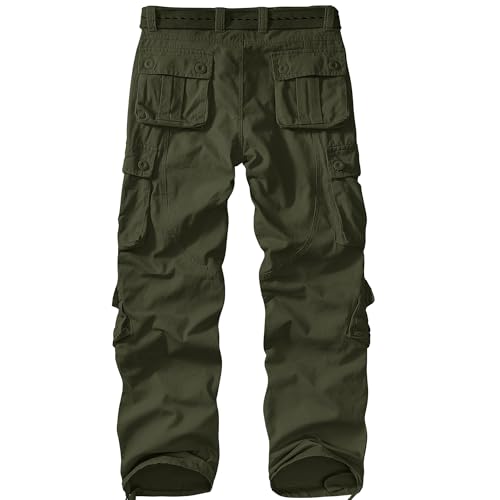 Men's BDU Casual Military Pants, Tactical Wild Army Combat ACU Rip Stop Camo Cargo Work Pants Trousers with 8 Pockets #7533 Army Green 36