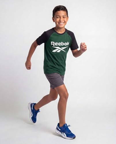 Image of Reebok 2 Pack: Boys Short Sleeve Raglan Cotton Crew Neck T Shirt Athletic Baseball Tee Tops Kids Teens Youth (6-18)