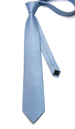 Image of Enlision Mens Ties Stripe Tie and Pocket Square Set Classic Formal Woven Neckties Handkerchief Cufflinks Wedding