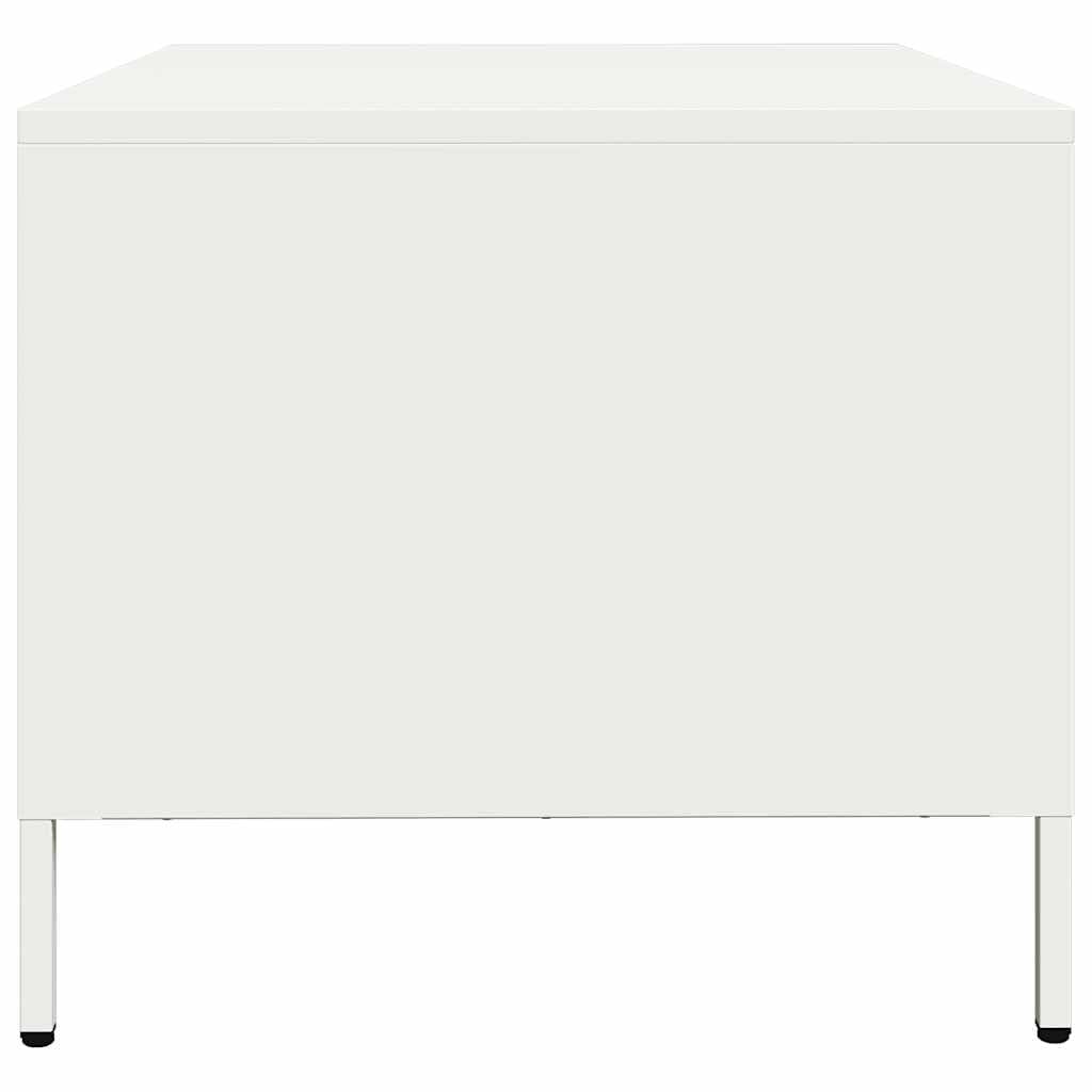 Tavolino da salotto bianco, 101,5 x 50 x 43,5 cm, in acciaio