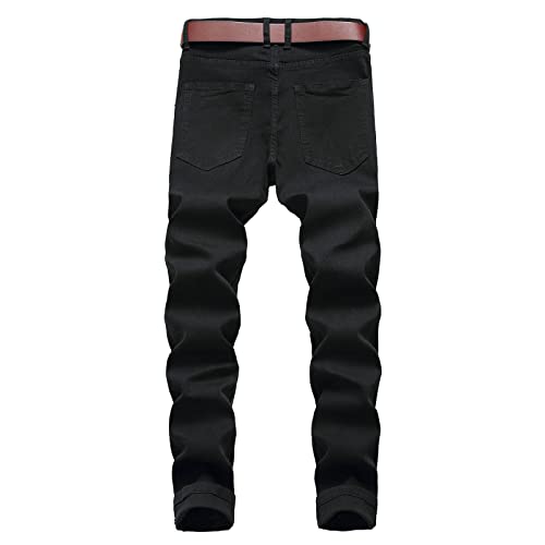 Jeans for Men Slim Fit Ripped Stretch Skinny Distressed Stacked Straight Leg Moto Biker Pants3