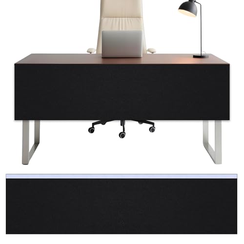 Under Desk Privacy Panel 62 x 15 Inch Self-Adhesive Modesty Panel Table Skirts Privacy Divider for Office Desk Home Studio or Standing Workstation, Easy to Assemble, Black (1-Pack)