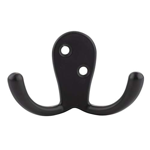 Amazon Basics Curved Zinc Robe Hook - Flat Black, 5-Pack view 2