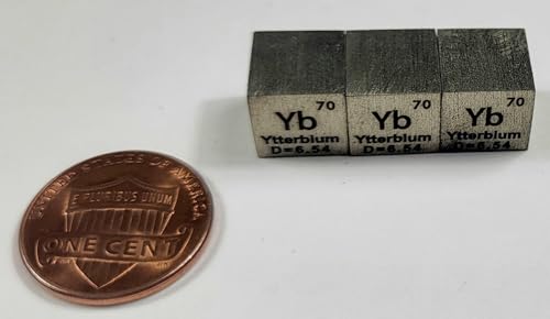 Image of 0.39 inch 10mm Ytterbium Metal Cube Yb up to 99.9% Pure Periodic Table Element Engraved Density Collection Science Education Display Block Cube + Acrylic Case Box - 1PC