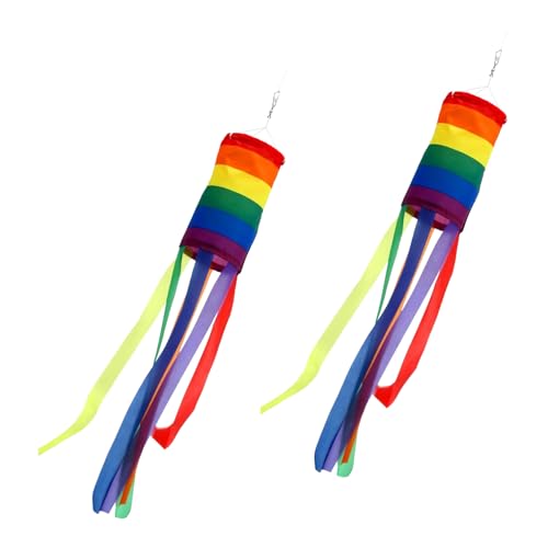 UYGTHI Rainbow Windsock 2 Pack Colorful Festival Flags Outdoor Spiral Camping Flag Wind Spinner for Garden Backyard Porch Tent Decoration 11×100cm