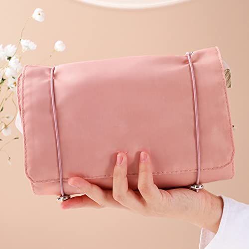 Necessaire organizadora de viagem 4 em 1, kit de cosméticos compacto dobrável com gancho e zíper, ro