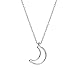 MUSTHAVE 18K Gold Plated Simple Line Crescent Necklace, White Gold Color, Anchor Chain, Moon, Size 16 inch + 2 inch Extender, Gift Card, Birthday, BFF, Unisex (White Gold)