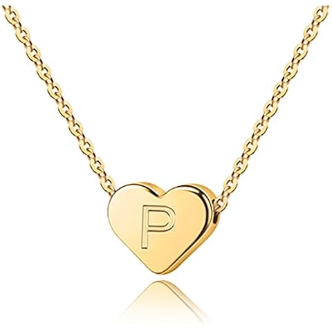 TINGN Gold Plated Heart Initial Necklace Cover