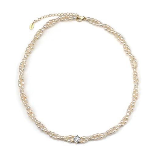 Collier Femme Or double rang avec perle de 45cm pour élégance au quotidien
