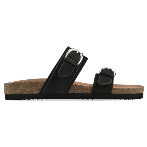 Image of WHITE MOUNTAIN Women's Hardball Double-Buckle Signature Comfort-Molded Footbed Sandal