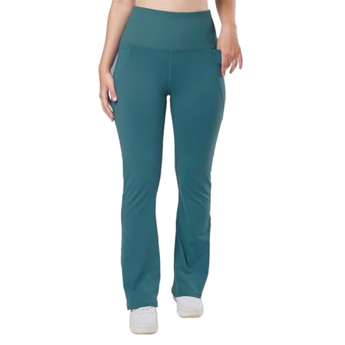 BlissClub Ultimate Flare Pants for Women Upto 5'4 ft | Ribbed Waistband, 4 Pockets | High Waist Trousers and Formal Pants for Office wear