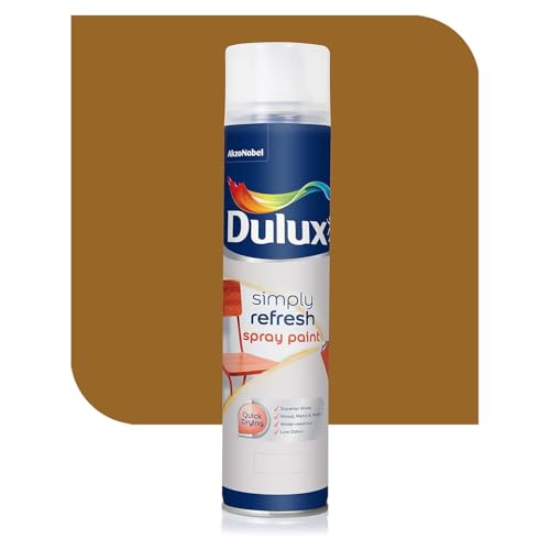 Dulux Simply Refresh Spray Paint | DIY, Quick Drying Gloss Finish for Metal, Wooden Furniture, Plastic, Walls, Cars & Bikes – 12 X 400ML (Golden_Brown)