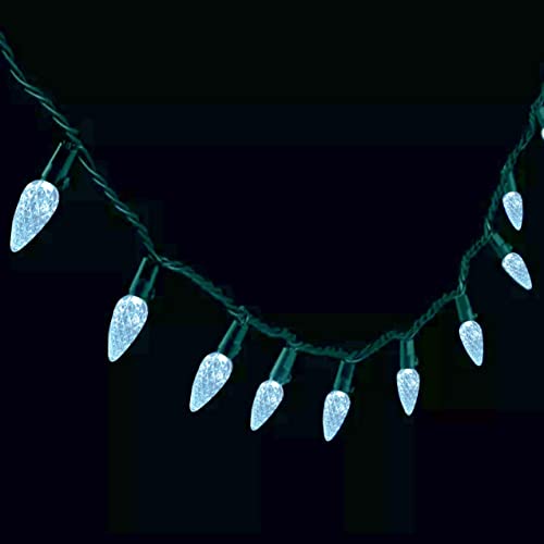 Image of C6 Christmas Lights 50 LED Cool White Strawberry 18ft Waterproof String Lights for Outdoor Indoor Garden Yard Home Party Christmas Tree Decorations (Cool White)
