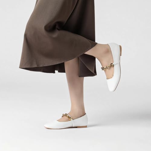 Lynweisy Women's Two-Tone Mary Jane Flats - Adjustable Buckle Strap Ballet Flats Shoes, Non-Slip Black/Silver Comfort Dress Flats3