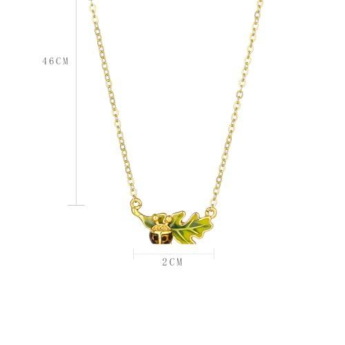 SIXFOX St. Patrick's Day Necklace For Women 14K Gold Plated Green Leaf ladybug Charm Pendant Irish Necklace Perfect St. Patty's Day Accessories Holiday Jewelry Gift — view 6