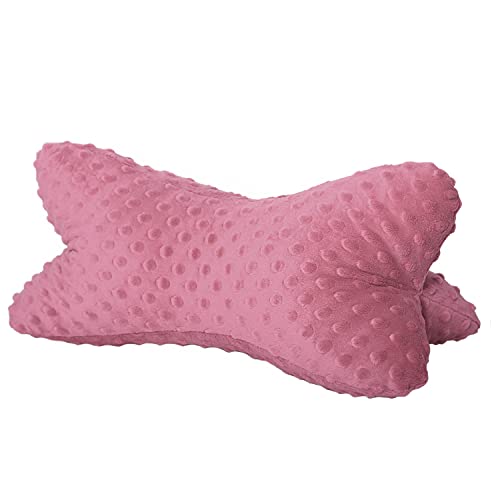 Dr. Berger Leseknochen Nackenrolle Lesekissen 40x18 cm Minky Design - 380g Baumwolle extra flauschig – ergonomisches Nackenkissen zum Entspannen für bequemes Lesen, TV, Reisen, Altrosa