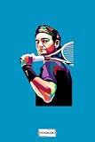 Roger Federer Pop Art Tennis Ball Notebook: Diary, 6x9 120 Pages, Planner, Lined College Ruled Paper, Journal, Matte Finish Cover