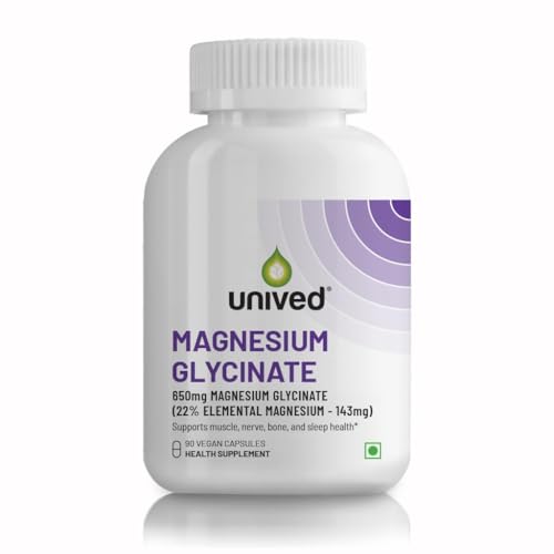 Uni.ved Magnesium Glycinate Supplement, 650mg, 90 Vegan Capsules, High Absorption Formula