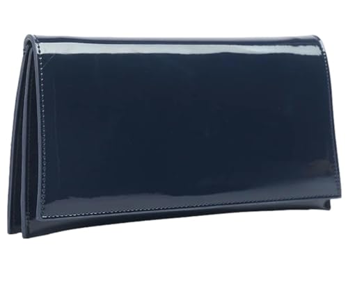 Sac à main bleu marine brillant simili cuir rigide tendance