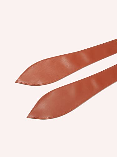 Xiao Hua Women's Elegant Wide Waist Belt - Faux Leather, Bow Knotted, Dress,Clothing Accessories (Dark Brown)4