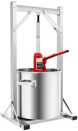 Hydraulic Fruit Wine Press - 6 Gallon 100% Natural Juice Maker for Apple, Grape, Berry, Vegetables - Manual Crusher for Olive Oil, Cider Making - Machine With 6 Gallon Capacity
