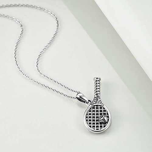 Tennis Racket Pendant Necklace Sterling Silver Tennis Racket Jewelry for Women - Image 4