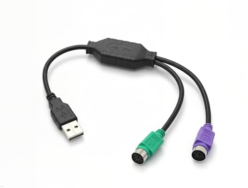 HONGLEI PS/2 a USB Cable USB a PS/2 Plug Activo USB a Dual PS/2 Adaptador de Teclado Adaptador de Ratón Adaptador Convertidor para El Teclado PS2 -Black