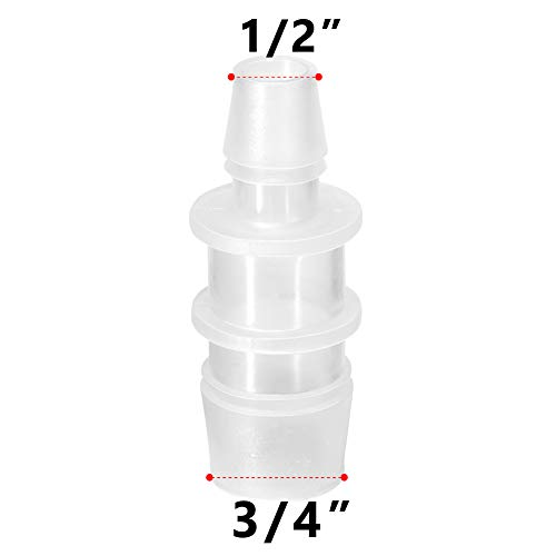 Quickun Plastic Hose Barb Reducer Fitting 3/4" To 1/2" Barbed Reducing Union Adapter Splicer Mender Joint Fitting (Pack Of 2) #TOP1
