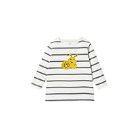 BVB Langarm-Shirt für Kleinkinder Gr. 110/116, Grau-Weiß Gestreift, Emma-Design mit BVB-Logo, Bio-Baumwolle