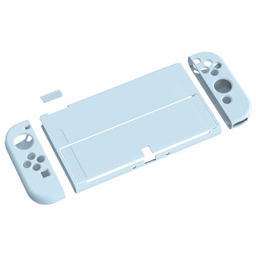 PlayVital ZealProtect Nintendo Switch有機elに対応用ソフト保護シェル、Switch OLEDに対応用フレキシプロテクタージョイコングリップカバーサムグリップキャップとABXY方向ボタンキャップ付き【スカイブルー】