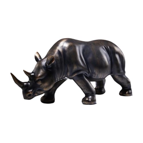 Sculpture de rhinocéros, Statue de rhinocéros moderne à collectionner, ornement de bureau, pour étagère, porche, meuble TV, café, entrée, Noir