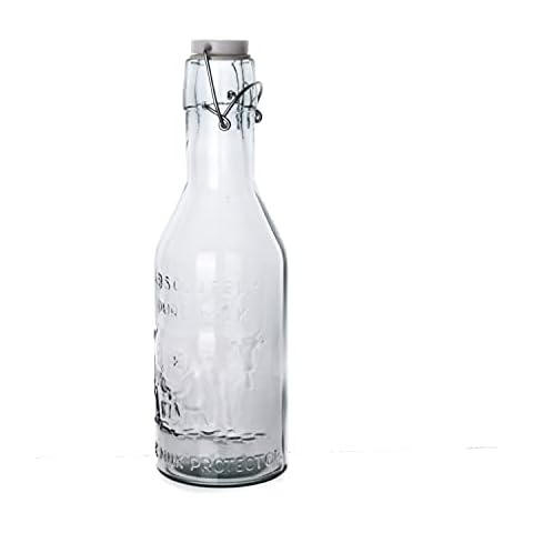 100% recycled glass 1L bottle with "Absolutely pure milk" stamp and milking cow Cover
