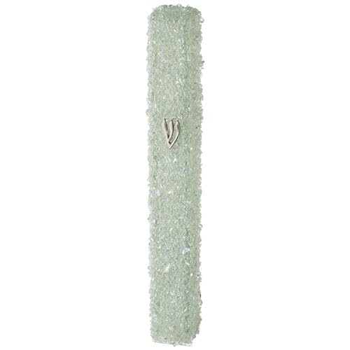 Modern Glass Mezuzah Case for Door with Non-Kosher Scroll Shatterd Glass Design Waterproof Mezuza Cover Home Blessing and Protection