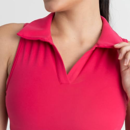 Image of HUNNIT 2 in 1 Sports Bra Crop Top - women's Polo Neck and Racerback styles with Medium Coverage, Lightly Padded, Stretchy Sports Bra perfect for Gym Workout and Sweat Wicking Fabric