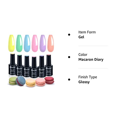 Gel Nail Polish Set Pastel - Wowfun 6 Colors 10Ml Gel Polish Set Spring Summer Pink Green Blue Soak Off Macaron Nail Polish Purple Yellow Diy At Home Gift For Starter And Professional Birthday Gifts For Her (Macaron Diary) #TOP6