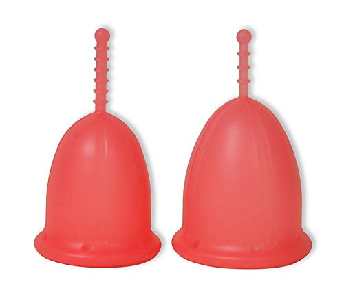 SochCup Silicone Reusable Menstrual Cup - Soft, Flexible, Easy Insertion & Removal (Large, Pink) (Set of 2)