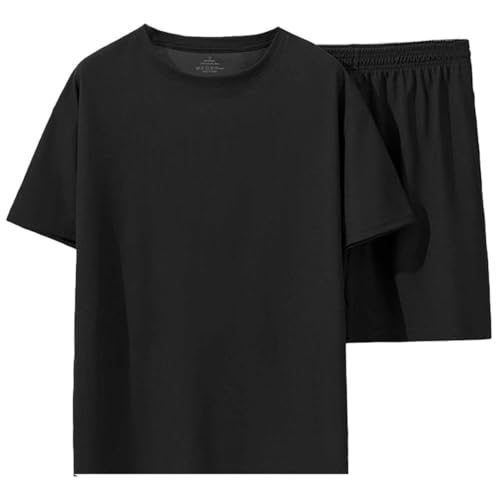 [SOVCDEUY] パジャマ メンズ 上下セット 【瞬間速乾×接触冷感】 春夏 ドライ ゆったり 蒸れない 部屋着 ルームウェア なめらか ストレッチ 半袖 Tシャツ ハーフパンツ 大きいサイズ 無地 部屋着