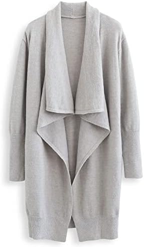 CHICWISH Women's Open Front Waterfall Longline Knit Cardigan Coatigan Light Jacket