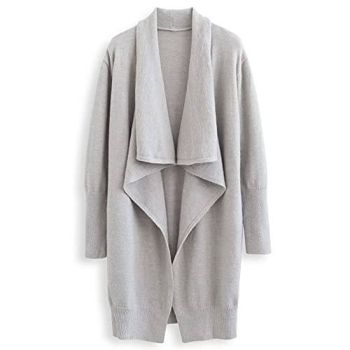CHICWISH Women's Open Front Waterfall Longline Knit Cardigan Coatigan Light Jacket
