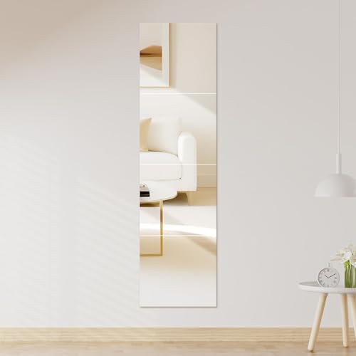 全身鏡 高さ120cm×幅28cm 壁掛け 貼る鏡 割れない鏡 軽量 姿見鏡 穴あけ不要 アクリルミラー 浴室 風呂 自由に組み合わせ可能 (30cm*28cm*4枚)