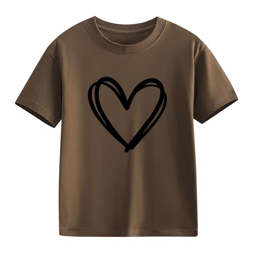 Kids Girls Cotton T Shirts Cute Heart Graphic Short Sleeve Crew Neck Tops Basic Tees Summer Casual Breathable Shirt2