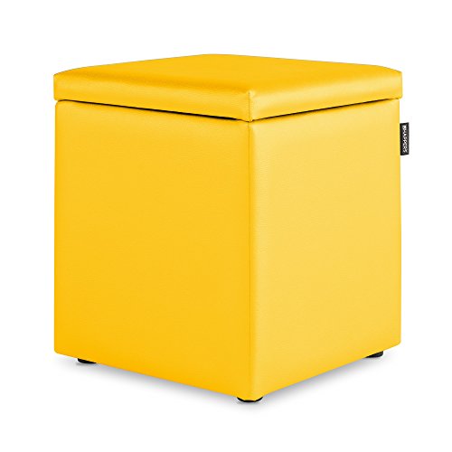 HAPPERS Puff Cubo Arcón Polipiel para Salón o Dormitorio Amarillo