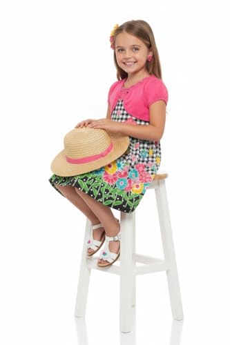 Image of ToBeInStyle Girls Two Piece Short Sleeve Dress and Matching Bolero Crop Cardigan Assorted Prints Cotton Blend Summer Outfit