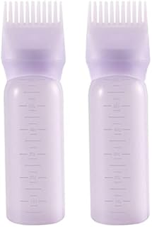Root Comb Applicator Bottle 6 Ounce Hair Oil Applicator 2 Pack Applicator Bottle for Hair Dye Bottle Applicator Brush with Graduated Scale, Purple