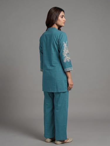 Conjunto de pantalones kurta Ladyline en algodón puro con bordado étnico refinado 4