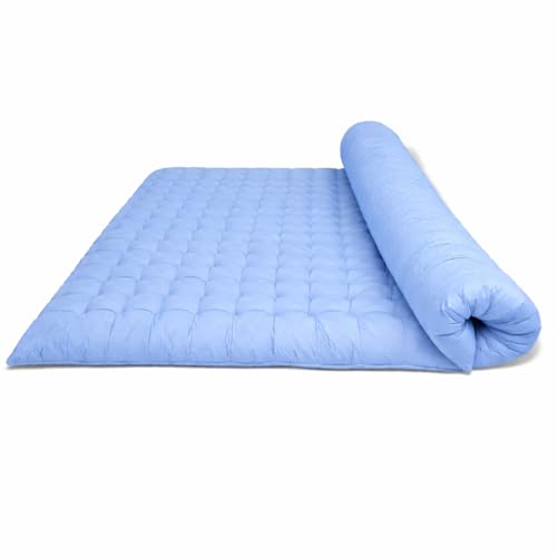 Image of ATOOTFUSION Soft Cotton Quilt | Foldable Light Weight Filled Single Firm Cotton Quilt Mattress| Gadda (Solid Coloured, Sleeping Capacity, 6 x 6 ft or 72 x 72 Inches) Double Bed (Sky Blue)