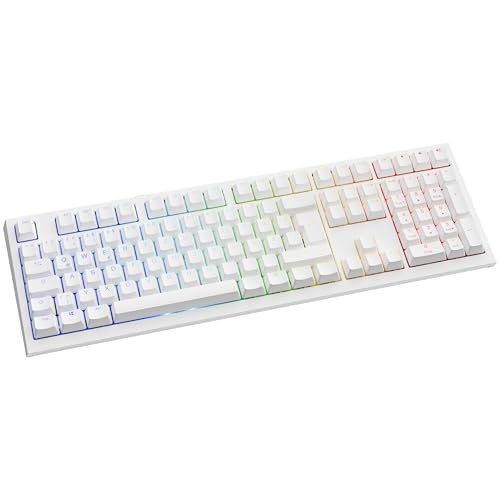 Ducky One X Wireless Gaming Tastatur Weiß – Full-Size, Induktive Switches, Tri-Mode-Konnektivität (USB-C, 2.4GHz, Bluetooth), Rapid Trigger, Einstellbare Auslösung, RGB, ISO deutsch