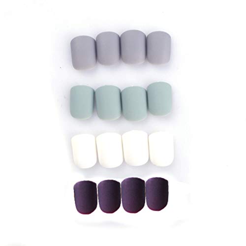 MISUD 96Pcs False Nails Multicolor Short Square Press-on Fake Nail Full Cover Chic Acrylic Flake Nails for Daily Used