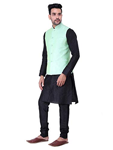 Image of Sadree Silk Men's Kurta Pajama Waistcoat or Nehru Jacket Set