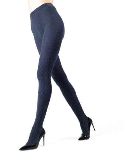 Image of MeMoi Juneau Diamonds Cotton Tights for Women, Cozy and Elegant Sweater Tights - Sizes Small to X-Large